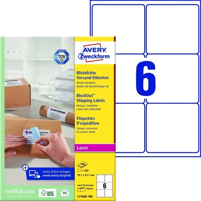 Avery Zweckform 100 listů, A4, bílé L7166-100