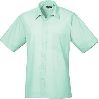 Premier Workwear pánská popelínová pracovní košile s krátkým rukávem modrá blankytná