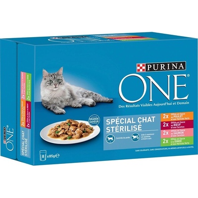 Purina ONE Sterilised 8 x 85 g kuřecí, hovězí, losos, krůta 24 x 85 g
