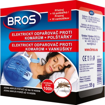 Bros elektrický odpařovač + pevná náplň 10ks proti komárům 10 nocí