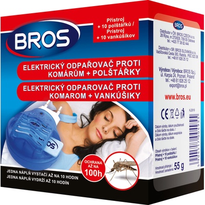 Bros elektrický odpařovač + pevná náplň 10ks proti komárům 10 nocí