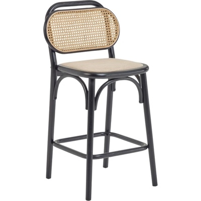 Kave Home Doriane černá dubová s ratanovým opěradlem 65 cm