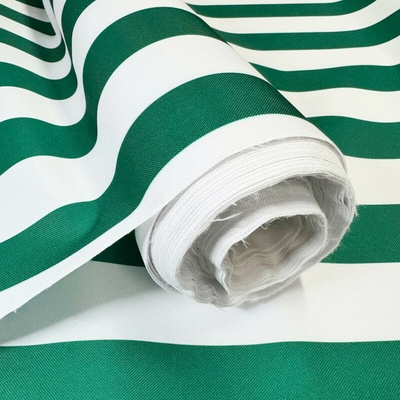Látka do exteriéru na zahradné lehátka a húpacie siete, farba bielo-zelená, prúžok 5 cm