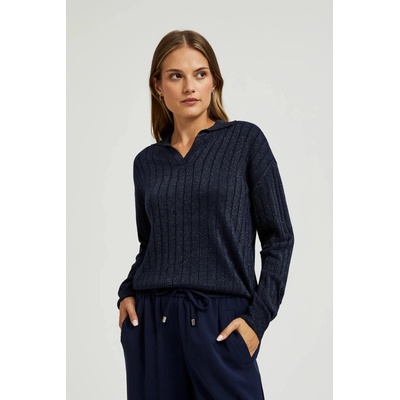 Moodo Суитшърт с яка и метализирана нишка в тъмносиньо Moodo Moodo | Bezhov | ЖЕНИ | XS