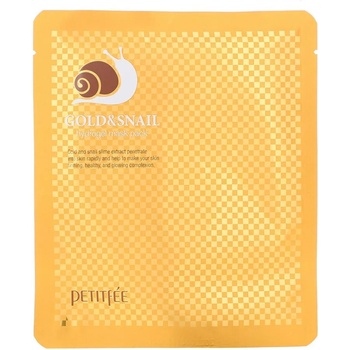 Petitfee Gold & Snail Hydrogel Mask Pack, хидрогелна анти-ейдж маска за лице с муцин от охлюв и злато (8809239802889)