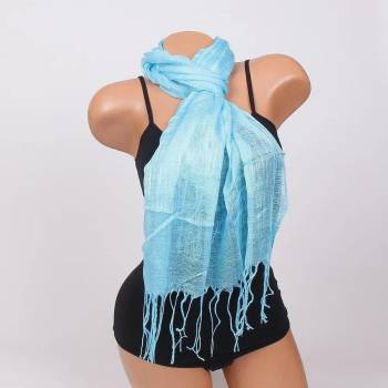 Image 1 of Фин светлосин шал с ресни