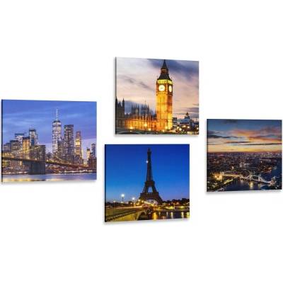 Set obrazů noční města - 4x 60x60