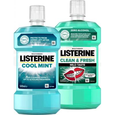 Listerine Duo Coolmint + Clean & Fresh ústna voda 2 x 500 ml