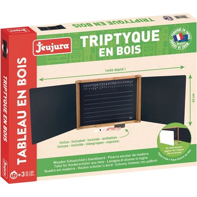 Jeujura Drevená trojkrídlová multifunkčná tabuľa 156 x 43 cm s príslušenstvom