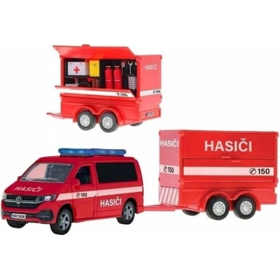 Kids Globe Traffic VW hasiči CZ design 275 cm kov spätný chod s prívesom v krabičke