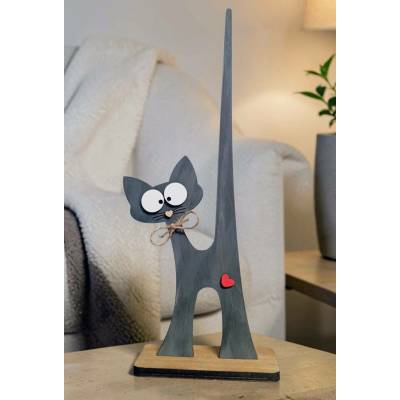Dekorace z Řečice Kočka dekorační dřevěná ocasatá 38cm