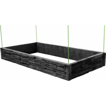 Barigadi Vyvýšený záhon betónový 200 x 100 cm výška 25 cm vzor štiepaný kameň antracit
