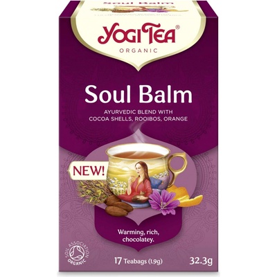 Yogi Tea Soul Balm Organic ájurvédský čaj rooibos kakao pomeranč 17 x 1,9 g
