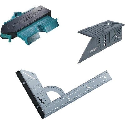 Wolfcraft sada úhelník, obrysová šablona, 3D úhelník 5205000+6949000+5208000