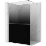Mexen Kioto+ душна стена с полица Walk-in 70 x 200 cm, ombre черно 8 mm, четкан никел (800-070-121-97-76)