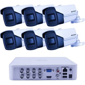 HIKVISION Комплект Видеонаблюдение 6 Bullet Камери 8MP 60m IR H. 265+ 4K DVR Pro Kit (ZK62460W)