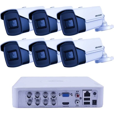 HIKVISION Комплект Видеонаблюдение 6 Bullet Камери 8MP 60m IR H. 265+ 4K DVR Pro Kit (ZK62460W)