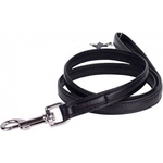 COLLAR Плосък кожен повод 122см, 25мм - черен