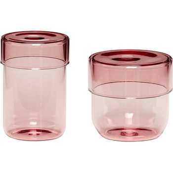 Hübsch Контейнер Hübsch цилиндричен стъклен розов 2 бр (660908)