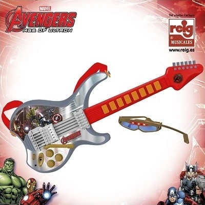 Reig Musicales Dětská elektrická kytara s brýlemi s mikrofonem AVENGERS