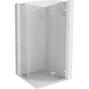 Mexen Lunar L правоъгълна душ кабина с панти, дясна 90 x 90 см, прозрачна, матиран никел - 831L-090P-090L-97-00-P (831L-090P-090L-97-00-P)