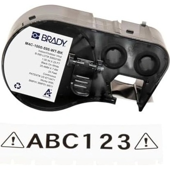 Brady M4C-500-595-CL-WT / 170822, 12.70 mm x 6.10 m, Винил, бял печат / прозрачен фон (170822)