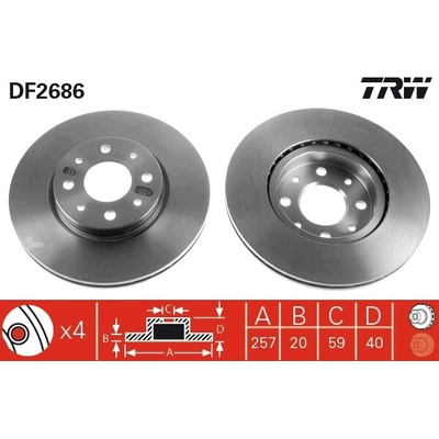 TRW Brzdový kotúč DF2686