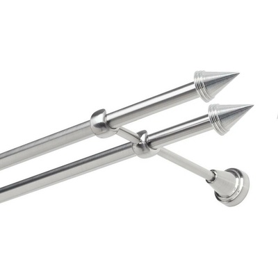 OK-GarnýžeCZ Garnýž kovová dvouřadá 19mm Hrot double nerez 210 cm do stěny / na tunýlek - bez kroužků