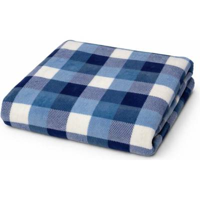 TOP Mikroplyšová deka Premium Modré káro 150x200