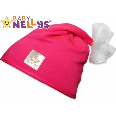 Baby Nellys Bavlnená čiapka Tutu květinka malinová