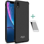 IMAK iPhone XR 6.1 IMAK силиконов калъф за телефон, удароустойчив, матов + фолио за екрана, ЧЕРЕН (GP-81041)