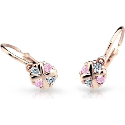 Danfil dětské náušnice C2153 z růžového zlata s kamínky Pink zapínání brizura