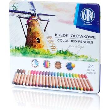 Astra Цветни моливи от кедрово дърво в метална кутия Астра Престиж 24 цвята (as312117002)