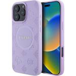 CG Mobile iPhone 16 Pro Max GUESS SAFFIANO PEONY CLASSIC LOGO силиконов калъф за телефон, удароустойчив, MagSafe, ЛИЛА (GUHMP16XPSAPSMEU)