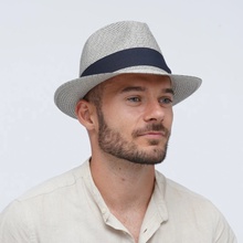 Krumlovanka letní klobouk Fedora 43314 šedý
