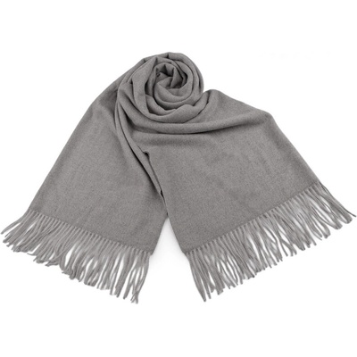 Šál typu pashmina so strapcami 11 šedá