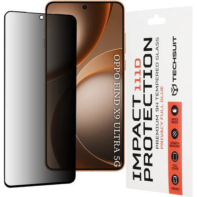 Techsuit Стъклен протектор за Oppo Find X9 Ultra - 111D Privacy Full Glue - Techsuit - Черен