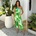 AX Paris Green Tie Dye Print One Shoulder Cut Out Jumpsuit - Green