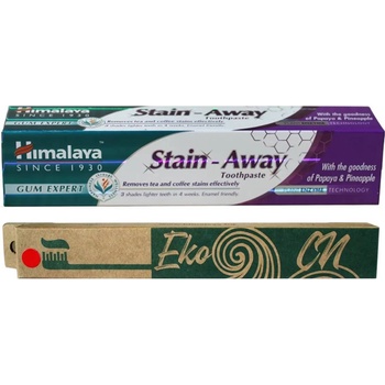 Himalaya х Еко Си Комплект - Паста за зъби Stain Away, 75 ml + Четка за зъби, асортимент