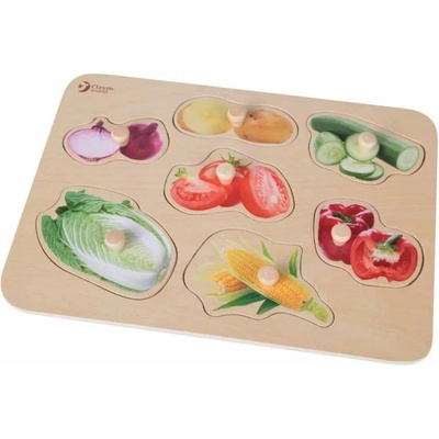 Classic World Дървен пъзел с дръжки Classic World - Зеленчуци (3742)