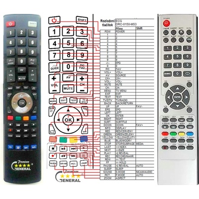 GENERAL ECG DRC-0150-MS3 - съвместимо дистанционно управление на марката General (DRC-0150-MS3)