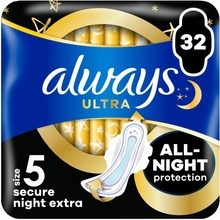 Always Ultra Secure Night Extra hygienické vložky veľ. 5 s krídelkami 32 ks