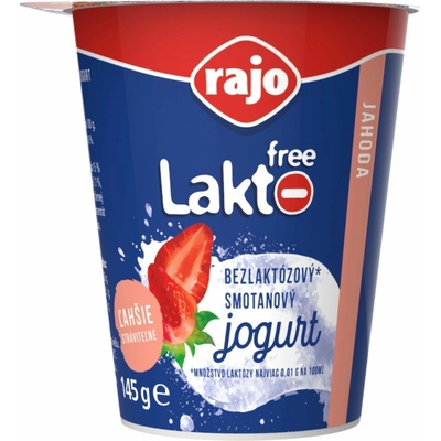 Rajo Lakto Free Smotanový jogurt jahoda 145 g