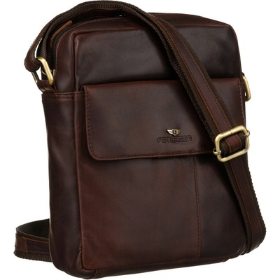 Peterson Pánska kožená crossbody taška z pravej kože tmavohnedá PTN 719-OPU UNI PTN 719-OPU