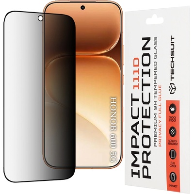 Techsuit Стъклен протектор за Honor 600 / 600 Pro - 111D Privacy Full Glue - Techsuit - Черен