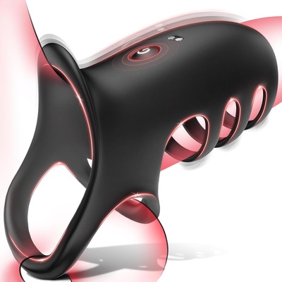 SuperLove Vibrating Adjustable Penis Sleeve with App Black