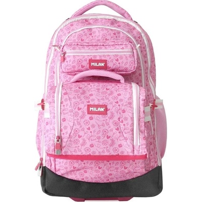 Cestovní kufr na kolečkách 60L (3-dílný set) MILAN série Pink Flowers