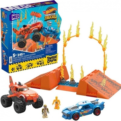Hot Wheels Monster Trucks set Tiger Shark Chomp Stunt Jump