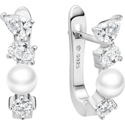 Gaura Pearls Stříbrné náušnice s perlou a zirkony Nicol SK25474EL stříbrná bílá