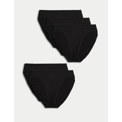 Marks & Spencer Високорязани бикини от чист памук, 5 бр. в опаковка Marks & Spencer черна Marks & Spencer | Cheren | ЖЕНИ | 8
